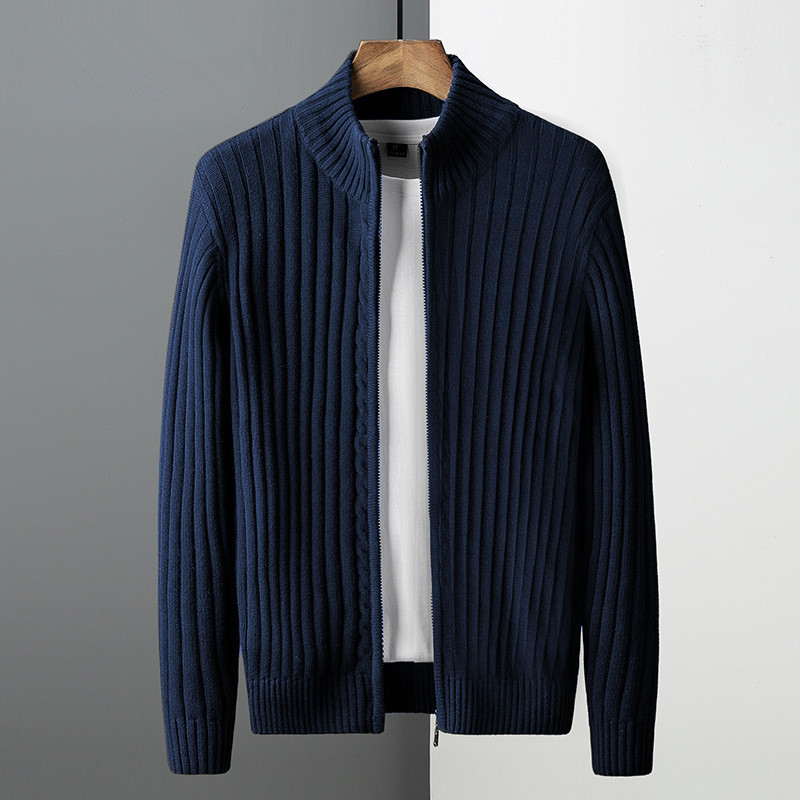 Men's Winter Outer Wear Knitted Sweater Cotton Solid Color
