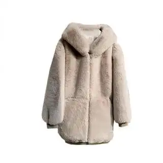 Loose padded faux rabbit fur coat