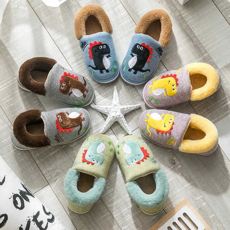 Children's Winter Cotton Dinosaur Slippers Are Soft