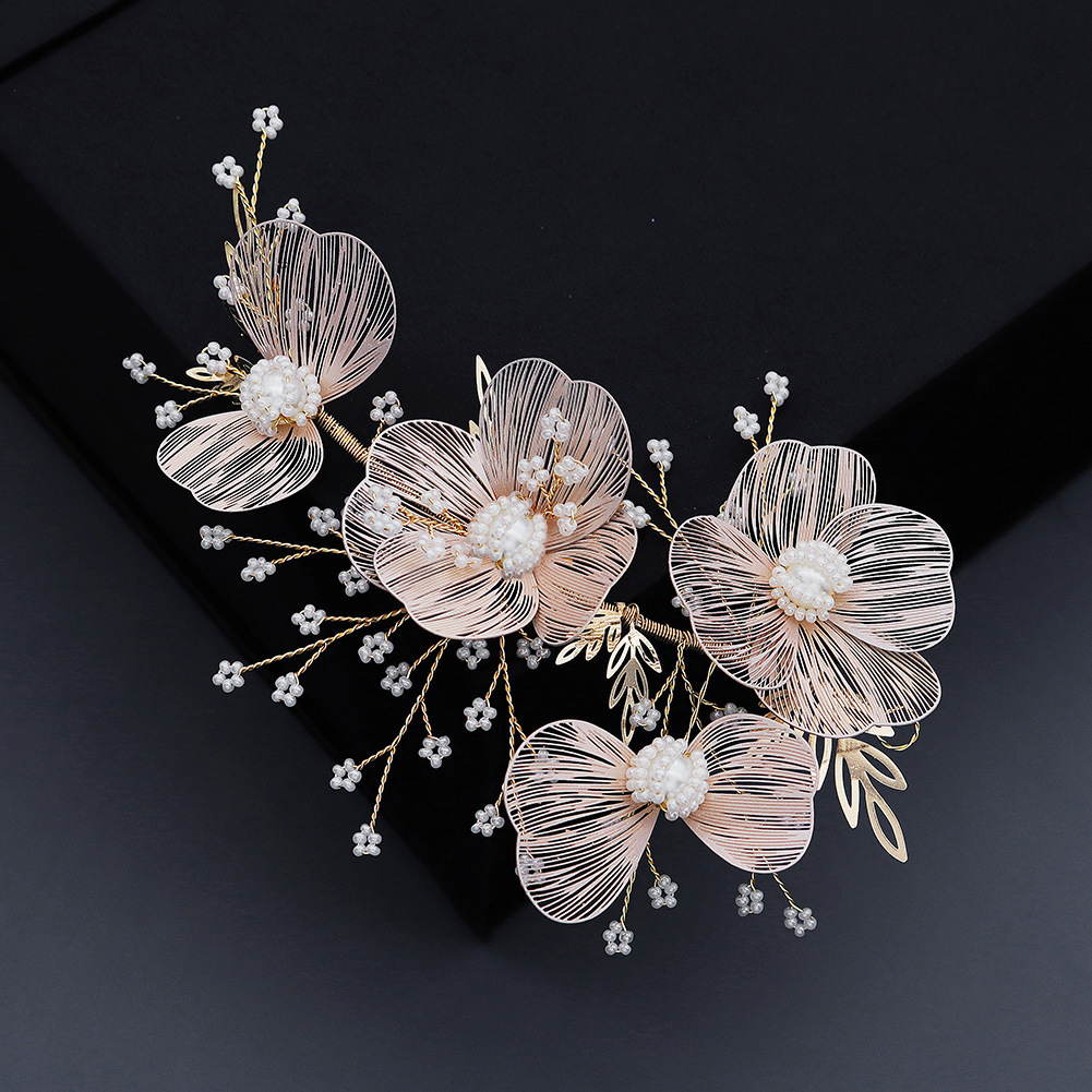Handmade gold silk petal headband Hs J6124 Gold - Shop at LoveMi