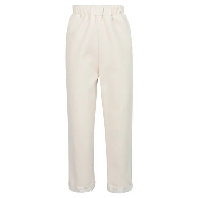 Loose straight cropped trousers Creamy White - Shop at LoveMi