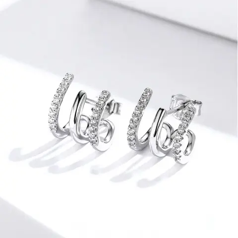 Three-layer Silver Earrings