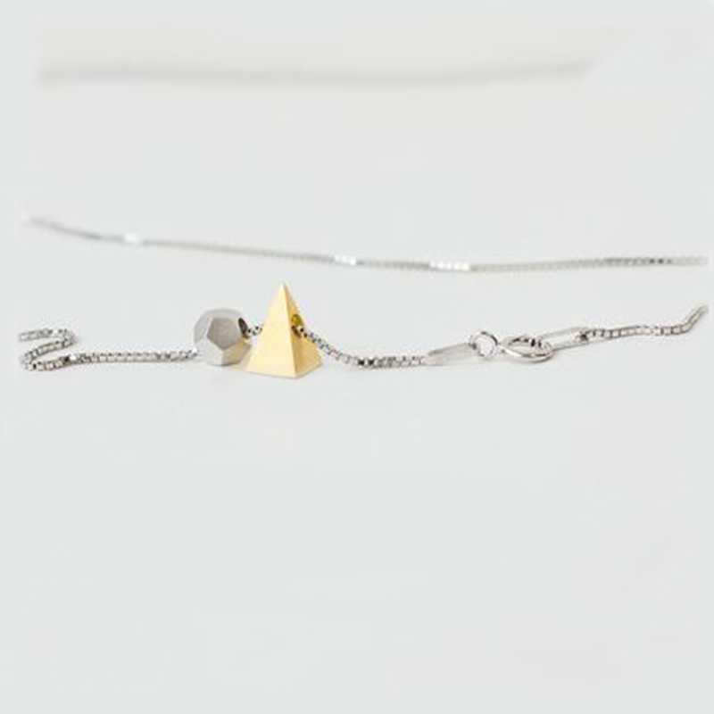 Silver gilded sketch geometry pendant