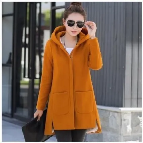 Sweatshirt Jacket Korean Zipper Mid Length Hooded Slim Fit Yellow - Shop at LoveMi