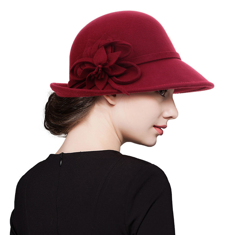 Autumn and winter new women's woolen hat elegant Korean small hat all wool shaped felt hat warm fashion hat