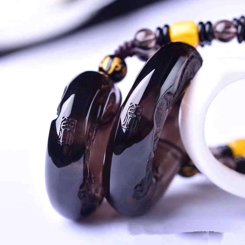 Obsidian Dragon and Phoenix Peace Necklace