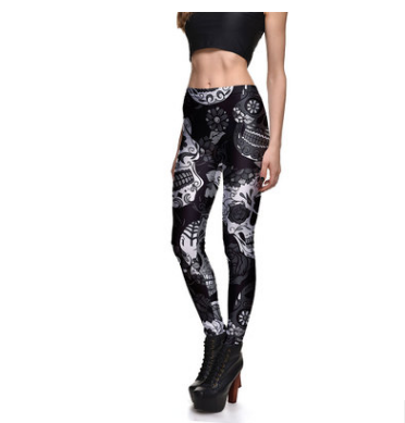 Leggings Fitness Women's Purple Skull Vines Evil Legging Sexy Stretch Digital Print Pants Cool Trousers M Grey - Shop at LoveMi