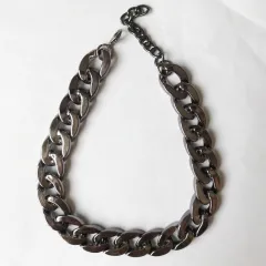 Cat metal jewellery necklace - Gun Black - View 1