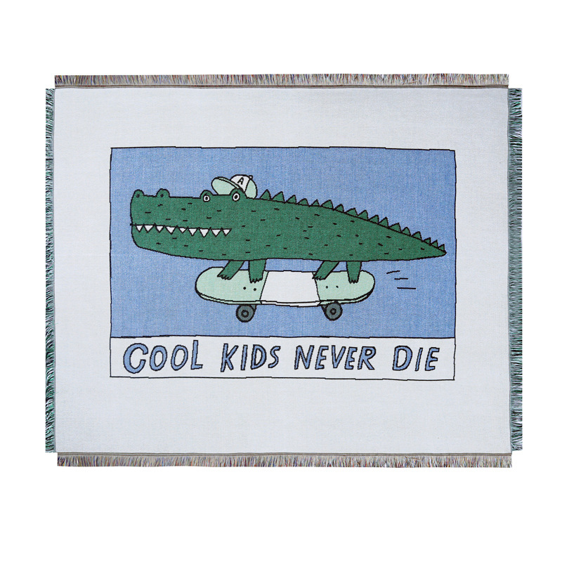 Sofa blanket knitted blanket (Green crocodile-120x150cm)