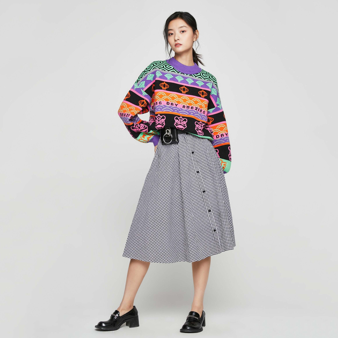 Women's Winter Loose Contrast Color Chinese Style Pullover