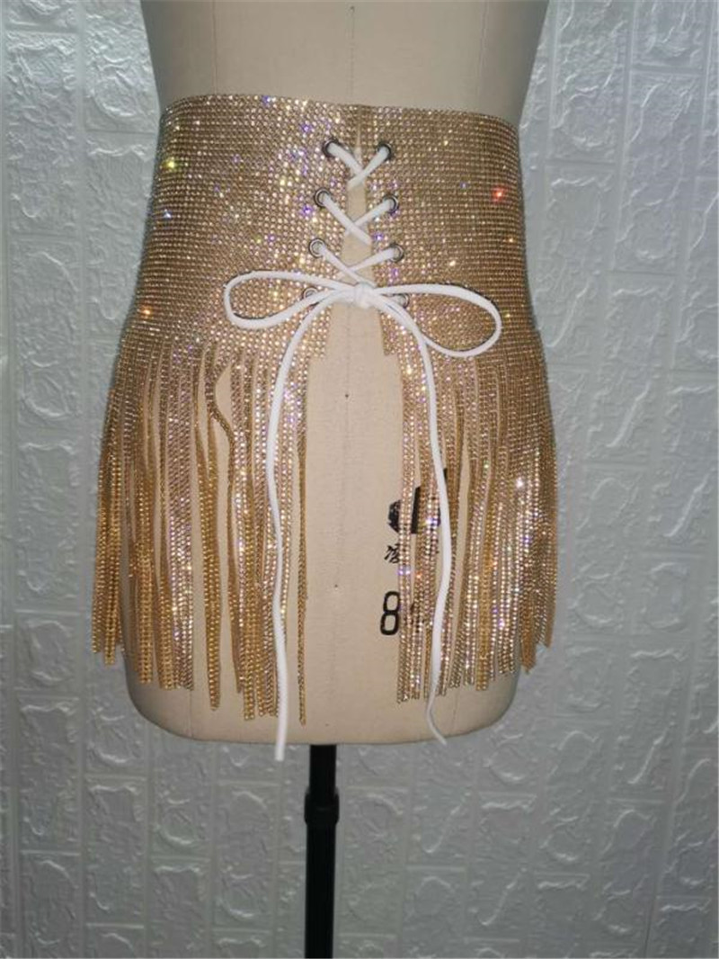 Winter New Sexy Super Drill Strap Skirt