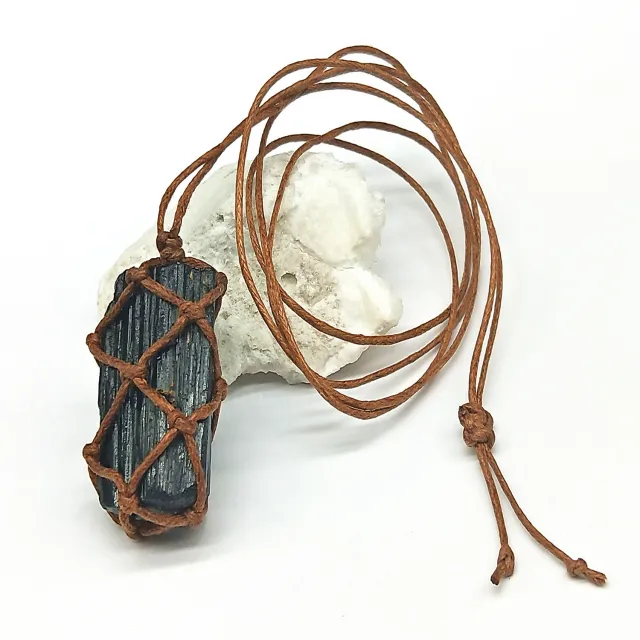 Crystal Black Tourmaline Hand Woven Necklace Black - Shop at LoveMi