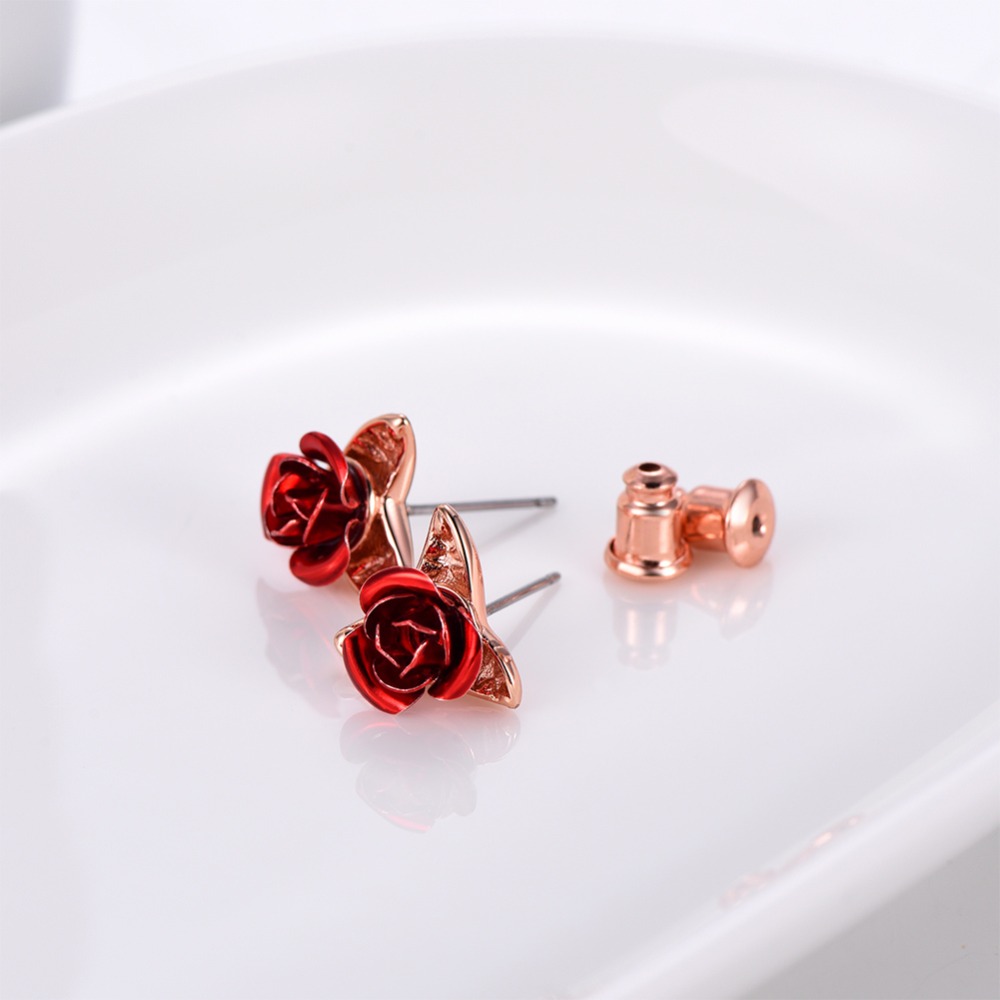 Rose Earrings 925 Silver Pin Earrings