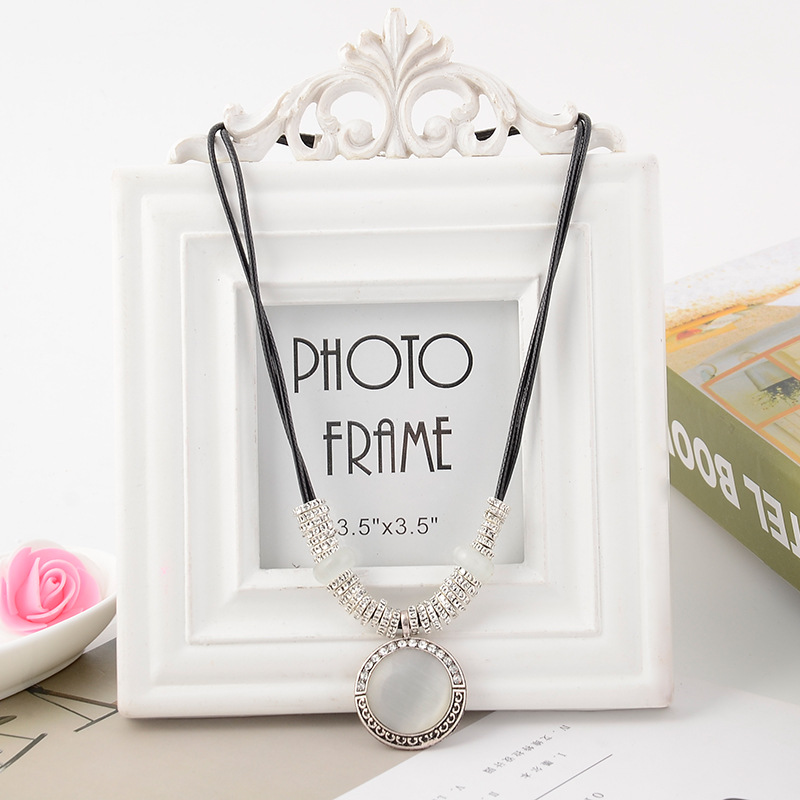 Classic Opal Leather Cord Necklace