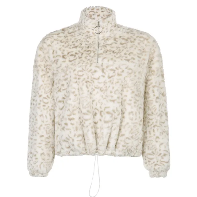 Leopard zipper solid color women's clothing Khaki - Shop at LoveMi