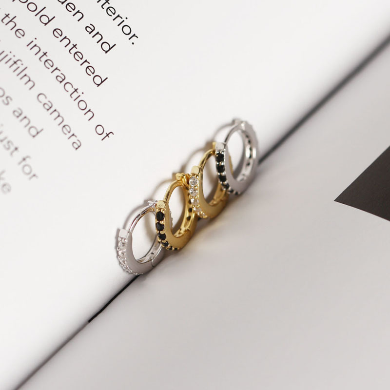 S925 Sterling Silver Round Micro-Inlaid Zircon Personalized Trend Earrings