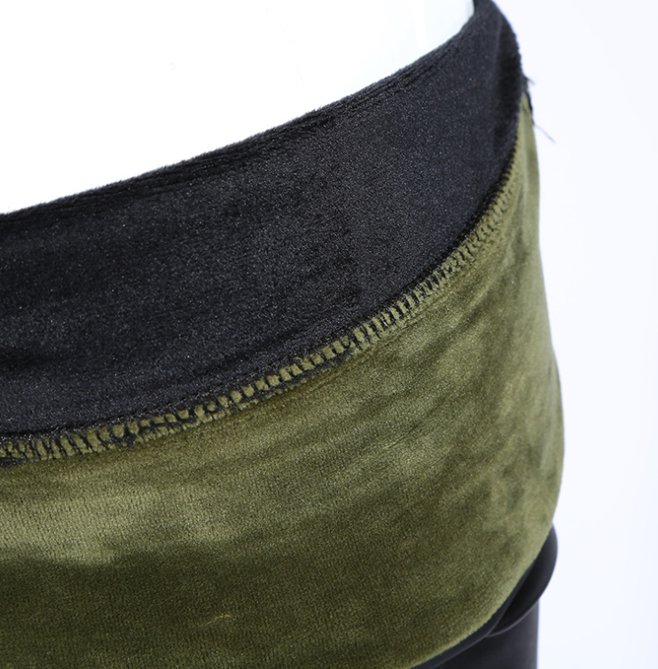 Plush Thick High Waist PU Slim Slim Leather Pants Slim Leggings