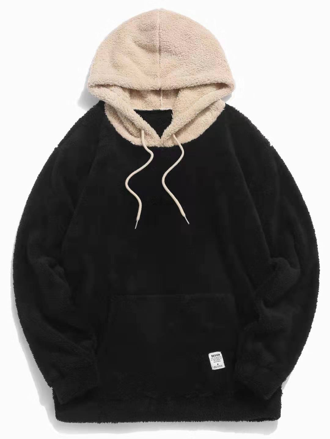 Lamb wool hooded pullover men's