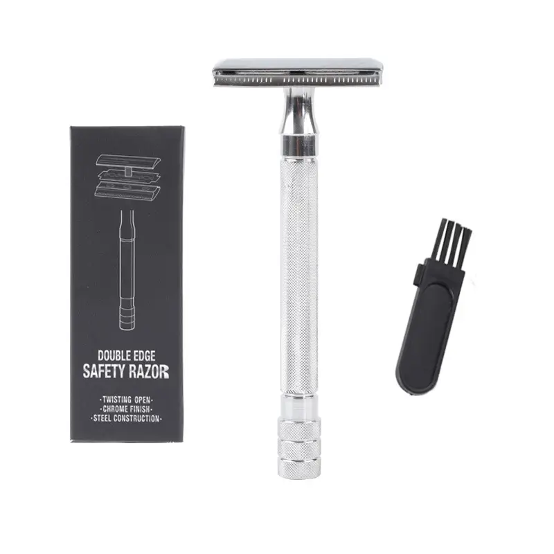 Vintage Manual Safety Metal Shaver with Brush