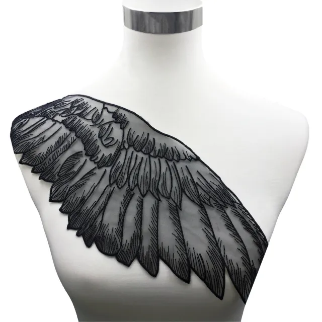 Black dress organza embroidery applique Space Black - Shop at LoveMi