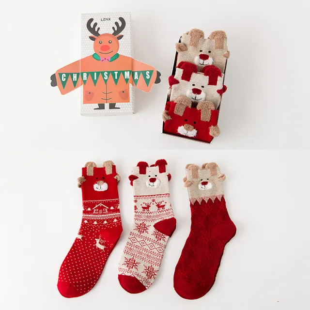 Cute Coral Fleece Christmas Socks Thickened Warm Home Floor Socks Coral - Shop at LoveMi