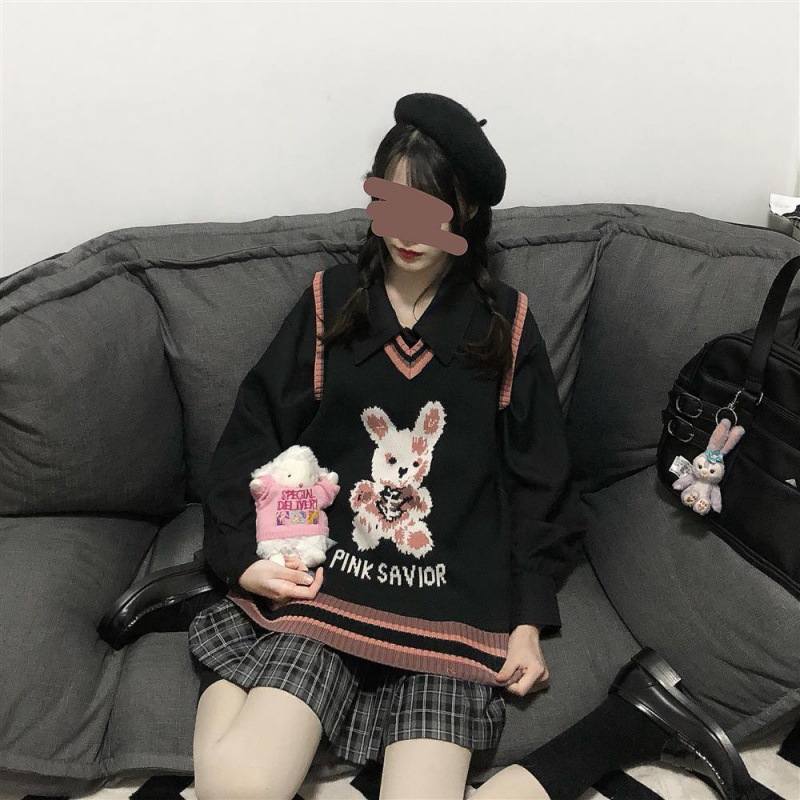 Cute rabbit sweater vest women