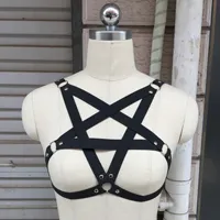 Elastic harness body chain, five pointed star binding belt Black - Shop at LoveMi