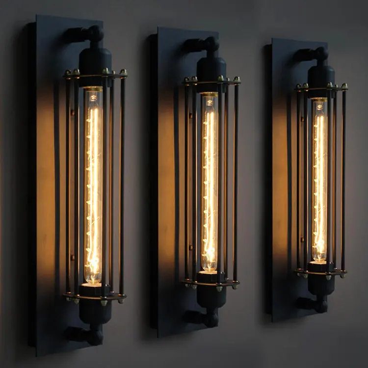 Industrial Style Retro Wrought Iron Flute Wall Lamp