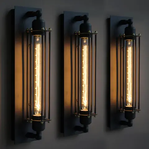 Industrial Style Retro Wrought Iron Flute Wall Lamp