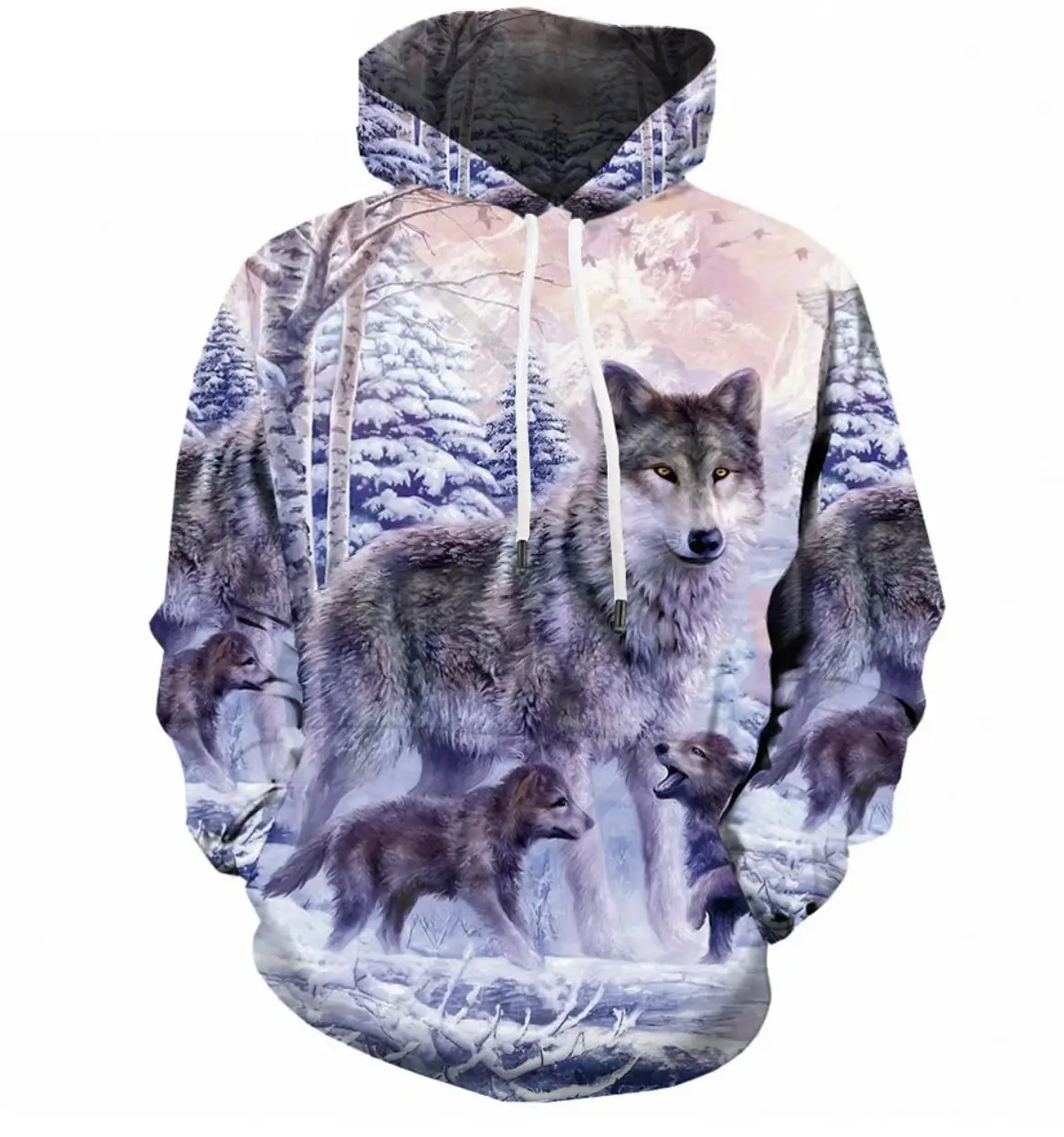 Autumn And Winter Couples 3D Printed Pullover Hooded Sweater