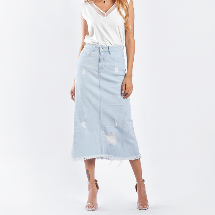 High waist denim skirt
