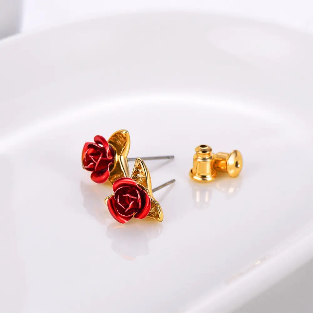 Rose Earrings 925 Silver Pin Earrings
