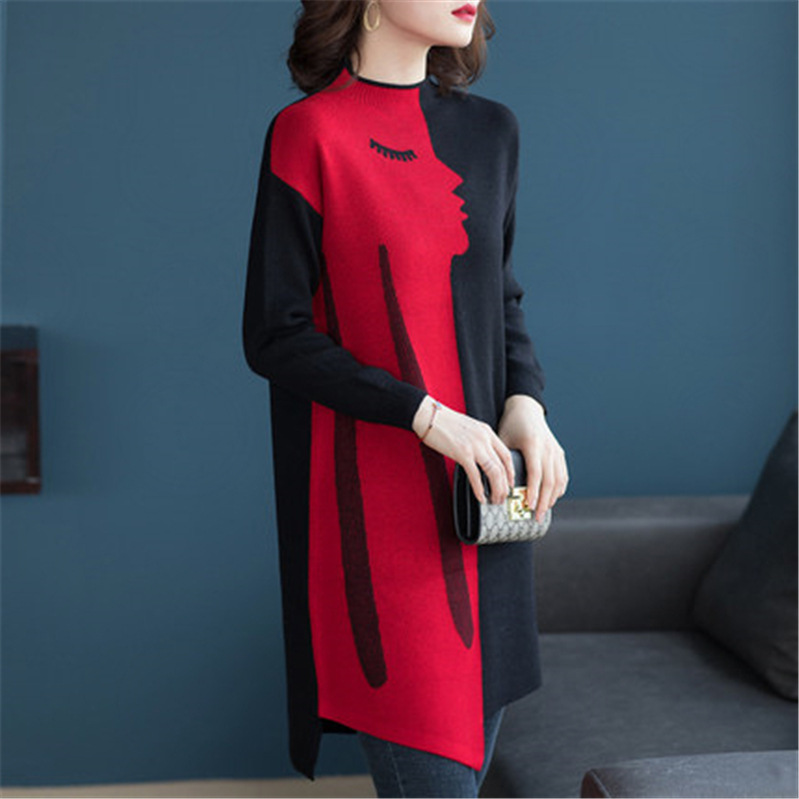 New woolen knitted dress for loose outer wear