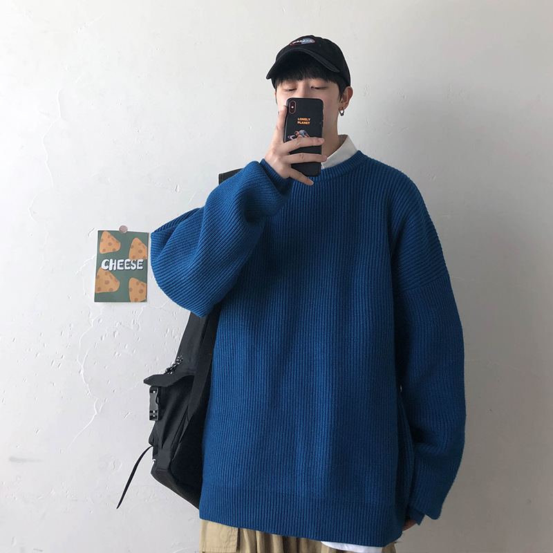 Fashion Men's Solid Color Knit Pullover