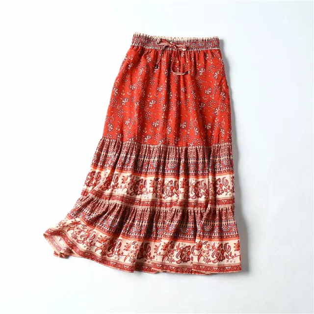 European and American elastic high waist lace up skirt Red - Shop at LoveMi