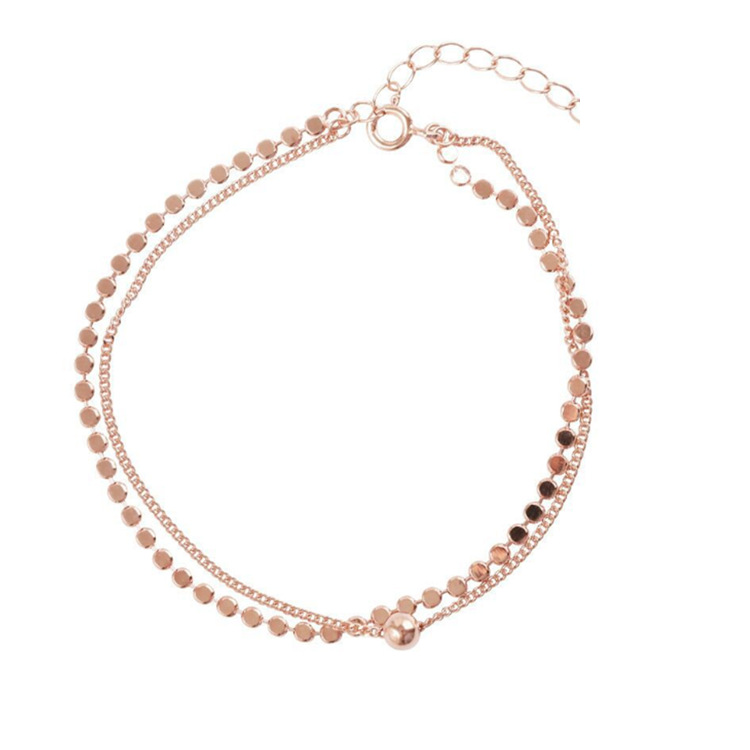Flat bead double side chain bracelet