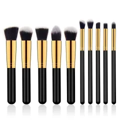 Wooden Handle Cosmetic Brush Suit - Black Gold - View 1