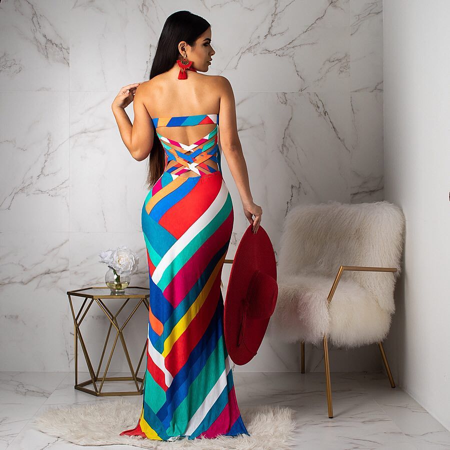 Printed halter dress