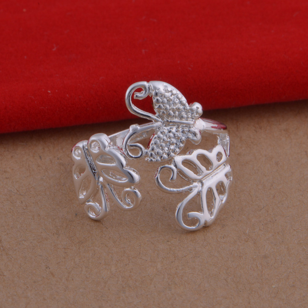 Silver Plated 925 Korean Fashion Butterfly Ring Jewelry