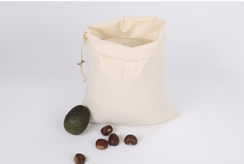 Cotton Drawstring Bag Safe Store Foods Bag Multi-Purpose Fruit Vegetable Rice Bread Shopping Bag