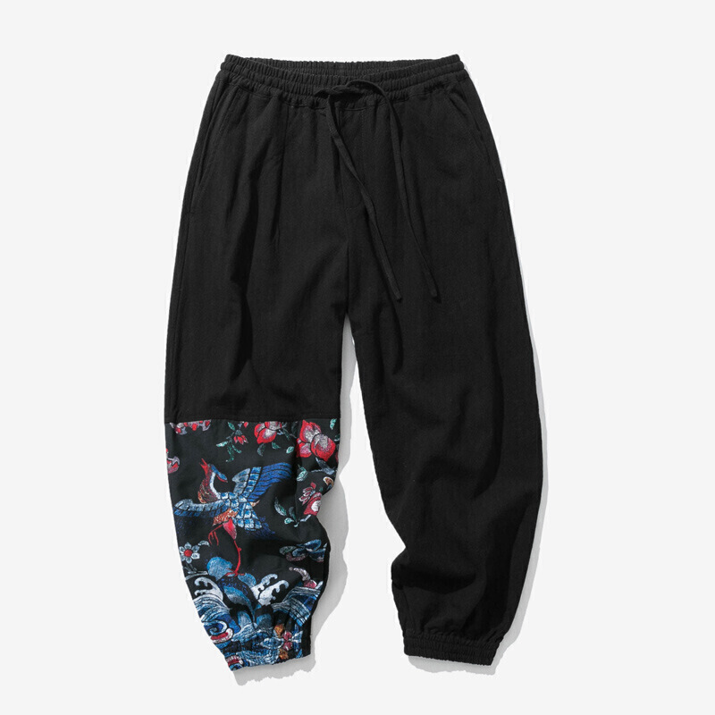 Chinese wind autumn and winter men linen casual pants