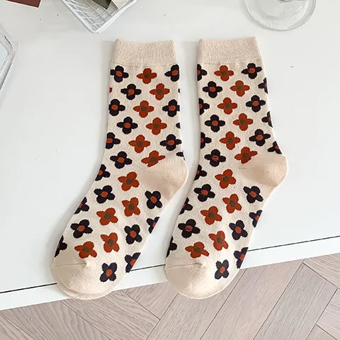 Socks Female Literary Fan In Tube Cotton Be Covered With Flowers - Shop at LoveMi