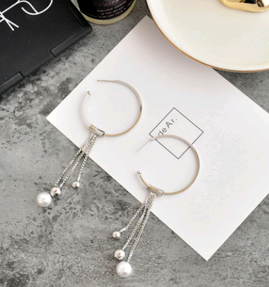 Sterling Silver Pearl Tassel Earrings, picture 3 of 3