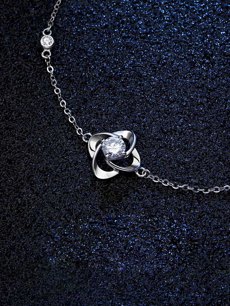 Women's Sterling Silver Simple Four-leaf Clover Bracelet