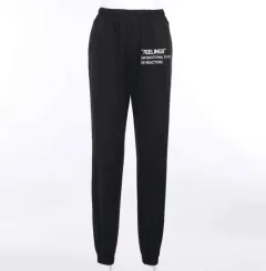 High Waisted Print Pocket For Slim Legged Pants - Black - View 1