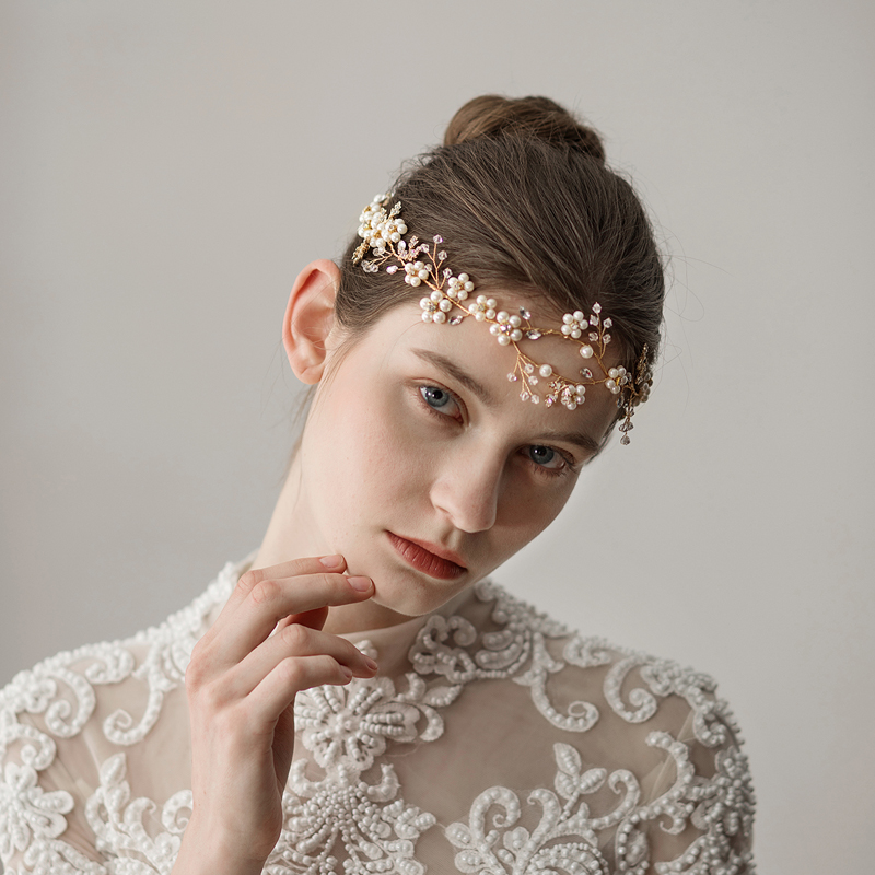 Pearl Flower Wedding Headband Accessories — foto 2