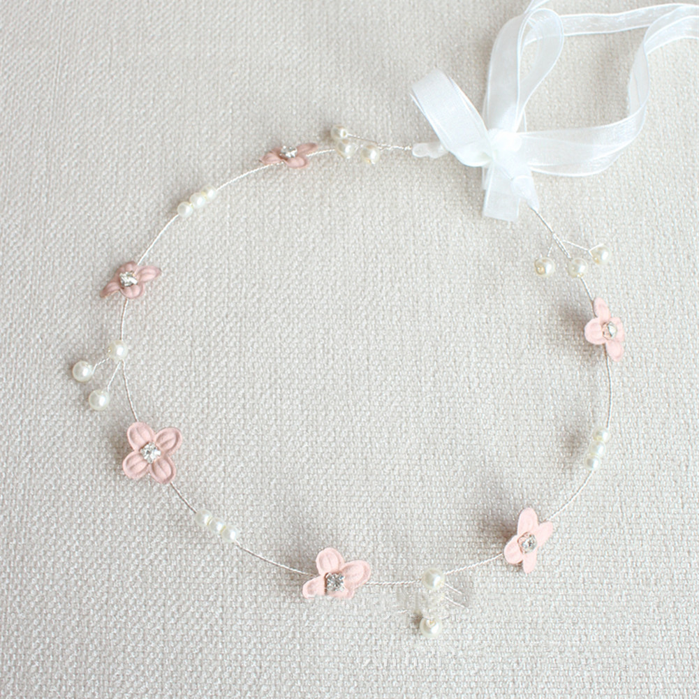 Simple Beaded Flower Bridal Headband Headdress Silver - Shop at LoveMi