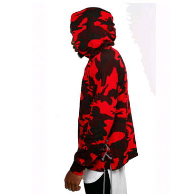 Camouflage side webbing tooling sweater men's loose hooded pullover sweater