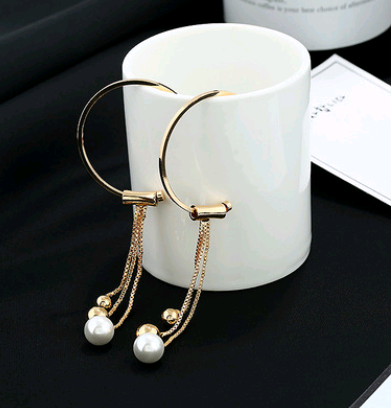 Sterling Silver Pearl Tassel Earrings, picture 2 of 3
