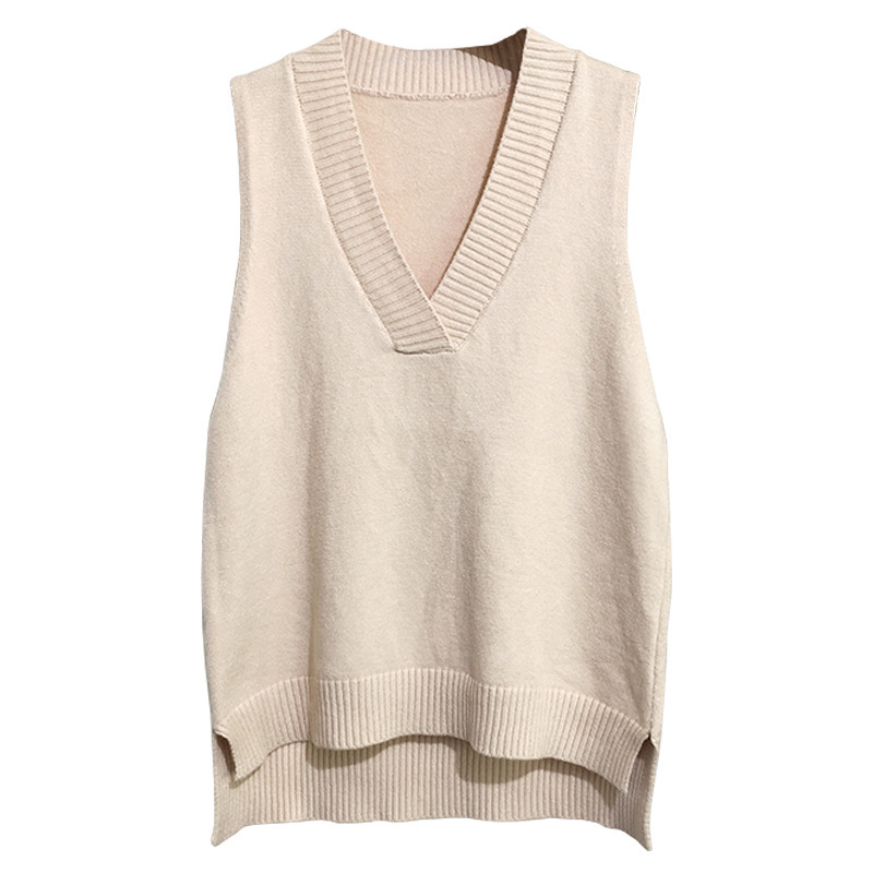 V-Neck Knitted Vest Pullover Loose Sleeveless Vest